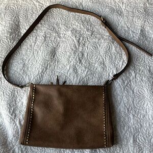 Brown Studded Cross-Body Bag